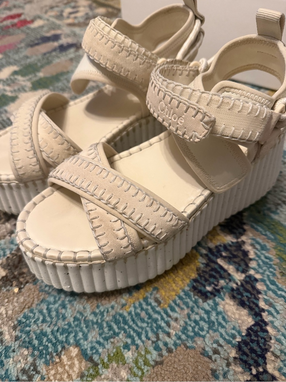 Chloe Cream Platform Wedge Sandals